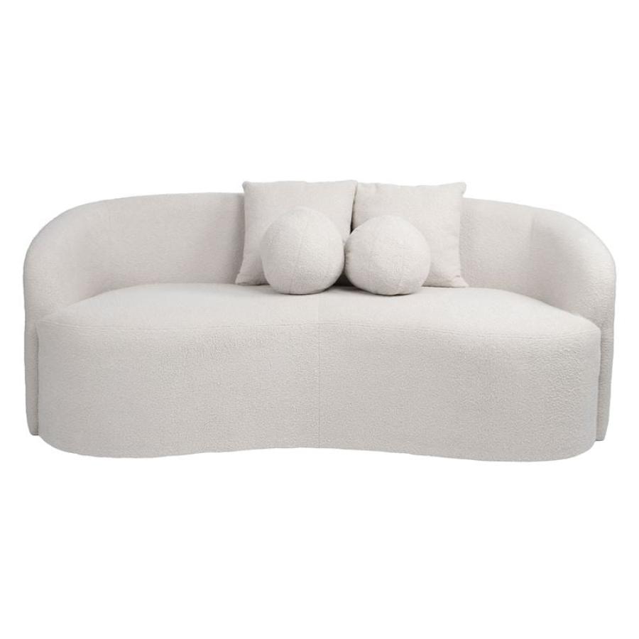 LYON Καναπές 2θ - Σαλονιού - Καθιστικού, Teddy Ύφασμα Άσπρο
