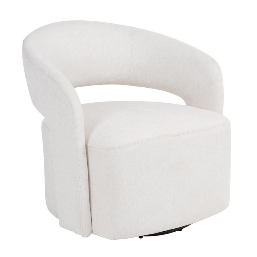 CUBA Πολυθρόνα-Περιστρεφόμενη, Σαλονιού - Καθιστικού, Teddy Ύφασμα Άσπρο