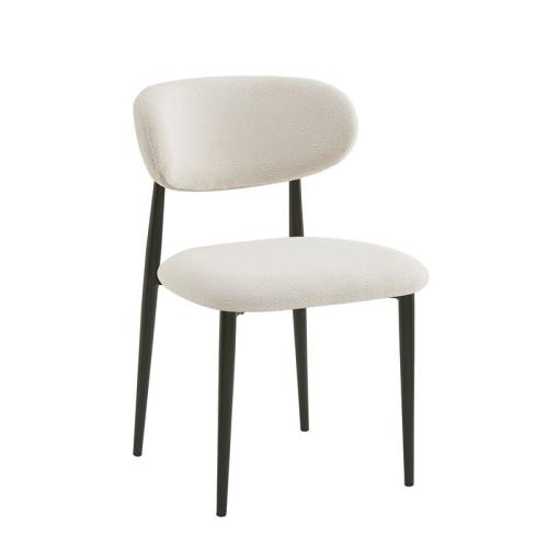 POINT Καρέκλα Τραπεζαρίας Μέταλλο Βαφή Μαύρο, Ύφασμα Μπεζ