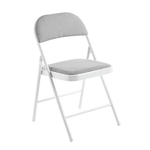 BRENDA Καρέκλα Πτυσσόμενη, Μέταλλο Βαφή Άσπρο, Ύφασμα Γκρι