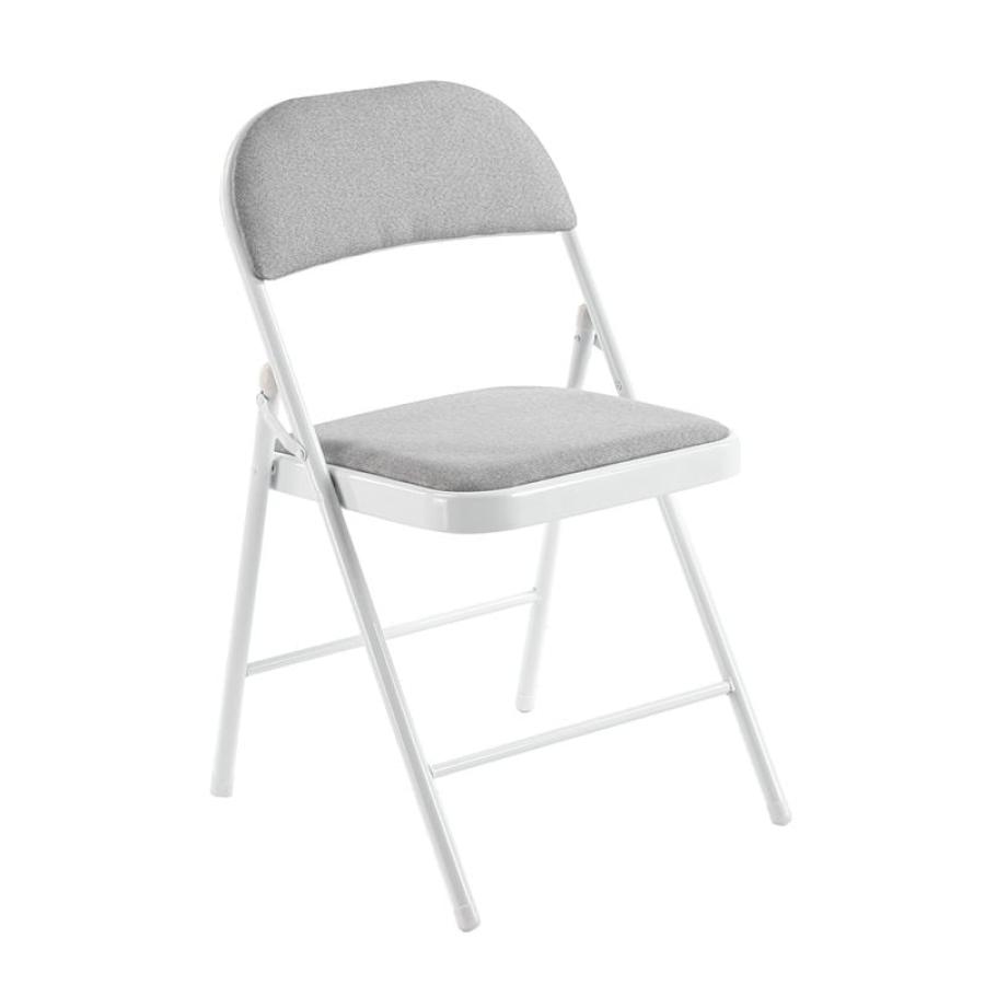 BRENDA Καρέκλα Πτυσσόμενη, Μέταλλο Βαφή Άσπρο, Ύφασμα Γκρι