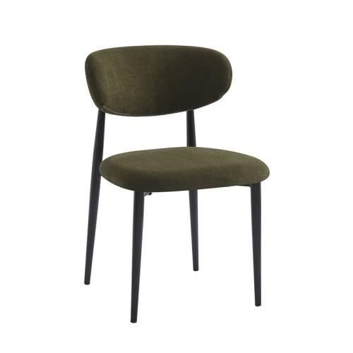 POINT Καρέκλα Τραπεζαρίας Μέταλλο Βαφή Μαύρο, Ύφασμα Olive Green