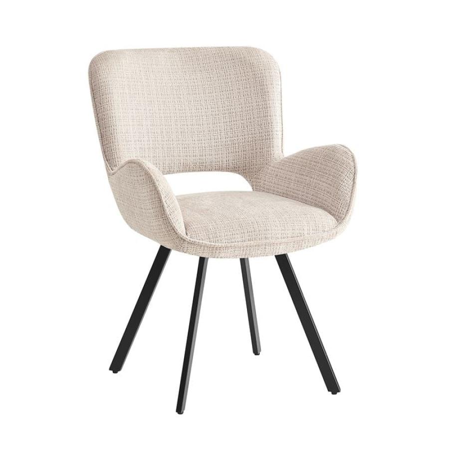 VETA Πολυθρόνα Περιστρεφόμενη, Μέταλλο Βαφή Μαύρο, Ύφασμα Μπεζ