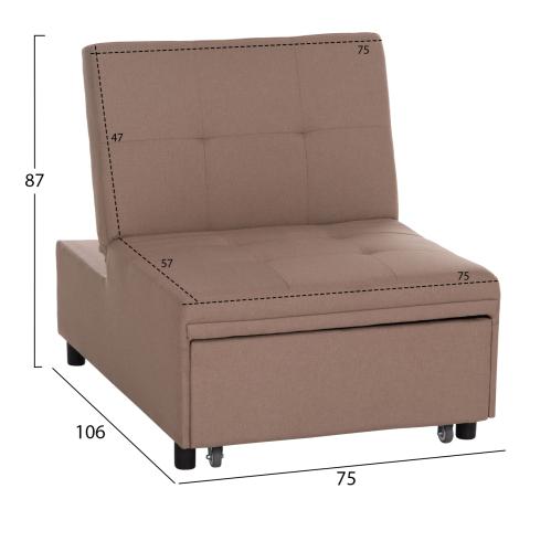 ΠΟΛΥΘΡΟΝΑ-ΚΡΕΒΑΤΙ LIBRE HM3295.03 ΜΠΕΖ ΥΦΑΣΜΑ 75x106x87Υεκ.