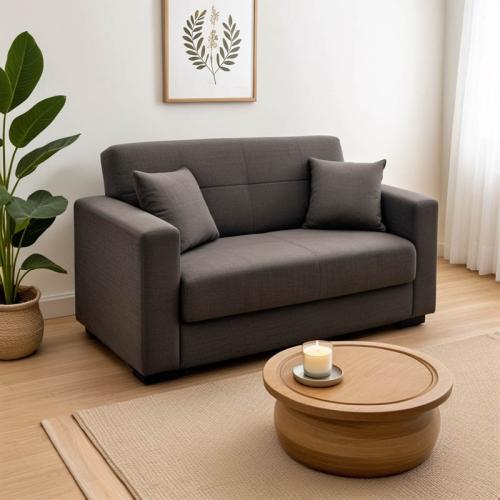 Καναπές-κρεβάτι με αποθηκευτικό χώρο διθέσιος Vox pakoworld ανθρακί ύφασμα 154x82x83εκ