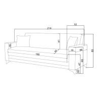 Καναπές-κρεβάτι με αποθηκευτικό χώρο τριθέσιος Vox pakoworld καφέ ύφασμα 214x82x83εκ