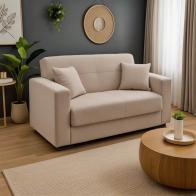 Καναπές-κρεβάτι με αποθηκευτικό χώρο διθέσιος Vox pakoworld κρεμ ύφασμα 154x82x83εκ