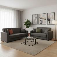 Σετ σαλονιού 2τεμ Vox pakoworld ύφασμα σε ανθρακί απόχρωση