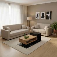 Σετ σαλονιού 2τεμ Vox pakoworld ύφασμα σε κρεμ απόχρωση