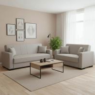 Σετ σαλονιού 2τεμ Vox pakoworld ύφασμα σε ανοιχτή γκρι απόχρωση