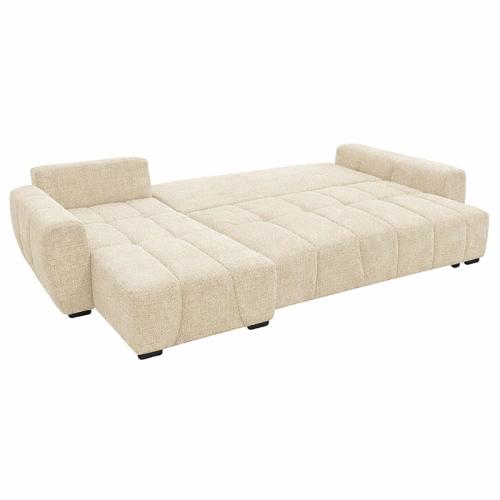 Γωνιακός αναστρέψιμος καναπές-κρεβάτι Vivad pakoworld ύφασμα σε μπεζ απόχρωση 275x164x91εκ