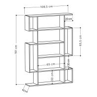 Βιβλιοθήκη MITO pakoworld σε χρώμα φυσικό-ανθρακί 108,5x25,5x161εκ