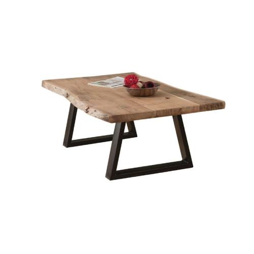 LIZARD-W Slim Τραπέζι Σαλονιού Καθιστικού, Μέταλλο Βαφή Μαύρο, Ξύλο Ακακία Φυσικό