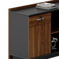 Γραφείο επαγγελματικό με αριστερή γωνία Oscar pakoworld καρυδί-ανθρακί 220x180x76εκ