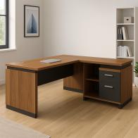 Γραφείο επαγγελματικό αναστρέψιμο Oscar pakoworld καρυδί-ανθρακί 180x170x76εκ