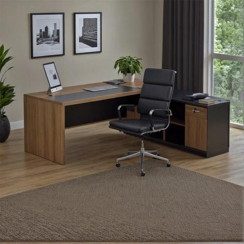Γραφείο επαγγελματικό με δεξιά γωνία Oscar pakoworld μελαμίνη σε καρυδί-ανθρακί απόχρωση 240x180x76εκ