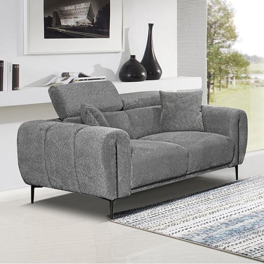 SEVILLE Kαναπές 2Θέσιος Σαλονιού - Καθιστικού, Teddy Ύφασμα Σκούρο Γκρι