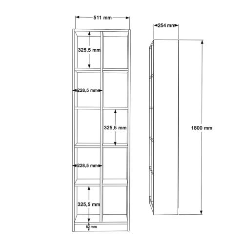 Βιβλιοθήκη Oteca 10θέσεων pakoworld oak 51.1x25.4x180εκ