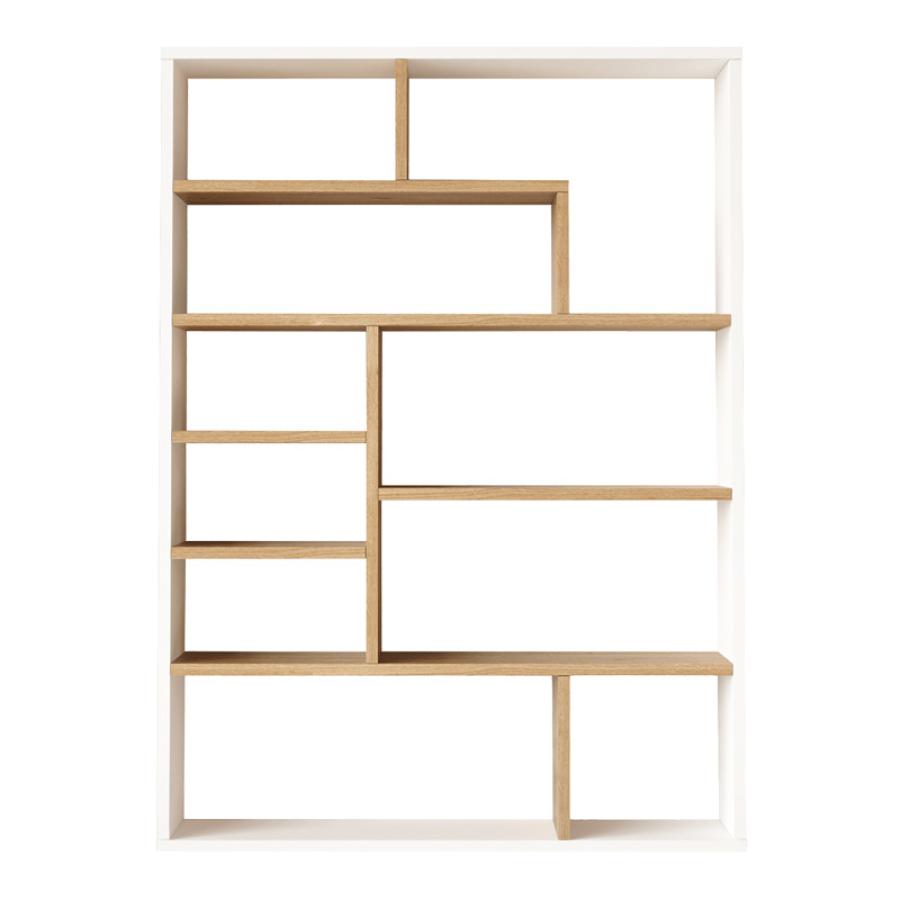 Βιβλιοθήκη Decora pakoworld σε oak-λευκό απόχρωση 90x22x123.6εκ