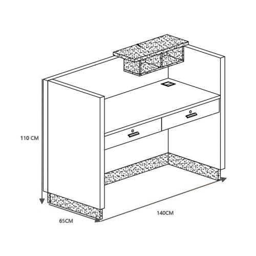 Γραφείο reception επαγγελματικό Oscar pakoworld σε καρυδί-ανθρακί απόχρωση 140x65x110εκ