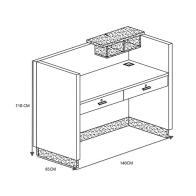 Γραφείο reception επαγγελματικό Oscar pakoworld σε καρυδί-ανθρακί απόχρωση 140x65x110εκ