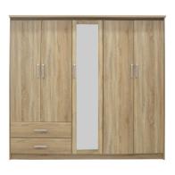 Ντουλάπα ρούχων πεντάφυλλη OLYMPUS pakoworld σε sonoma απόχρωση 198x57x183εκ