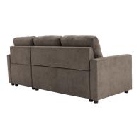 Γωνιακός αναστρέψιμος καναπές κρεβάτι Napora pakoworld με αποθηκευτικό χώρο γκρι-μπεζ ύφασμα 214x83/138x90εκ