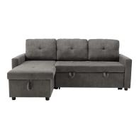 Γωνιακός αναστρέψιμος καναπές κρεβάτι Napora pakoworld με αποθηκευτικό χώρο γκρι ύφασμα 214x83/138x90εκ
