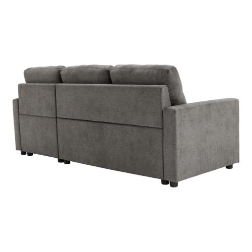 Γωνιακός αναστρέψιμος καναπές κρεβάτι Napora pakoworld με αποθηκευτικό χώρο γκρι ύφασμα 214x83/138x90εκ