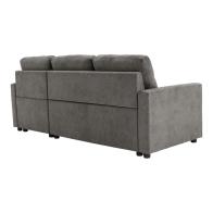 Γωνιακός αναστρέψιμος καναπές κρεβάτι Napora pakoworld με αποθηκευτικό χώρο γκρι ύφασμα 214x83/138x90εκ