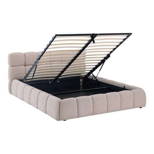 Κρεβάτι Jeby pakoworld ύφασμα σε μπεζ απόχρωση με αποθηκευτικό χώρο 160x200εκ