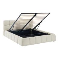 Κρεβάτι Jeby pakoworld ύφασμα σε κρεμ απόχρωση με αποθηκευτικό χώρο 160x200εκ