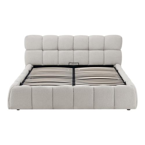 Κρεβάτι Jeby pakoworld ύφασμα σε κρεμ απόχρωση με αποθηκευτικό χώρο 160x200εκ