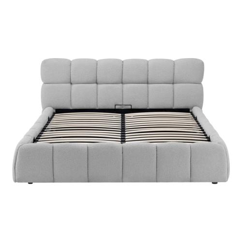 Κρεβάτι Jeby pakoworld ύφασμα σε γκρι απόχρωση με αποθηκευτικό χώρο 160x200εκ