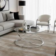 Τραπέζι σαλονιού Sabin pakoworld μέταλλο-γυαλί 8mm Φ80x43εκ