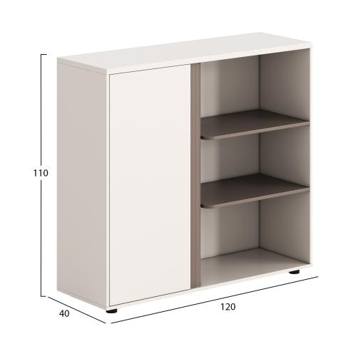 ΝΤΟΥΛΑΠΙ/ΒΙΒΛΙΟΘΗΚΗ NEWLINE HM18282 ΜΕΛΑΜΙΝΗ ΛΕΥΚΗ & ΑΝΟΙΧΤΟ ΚΑΦΕ 120x40x110Υεκ.