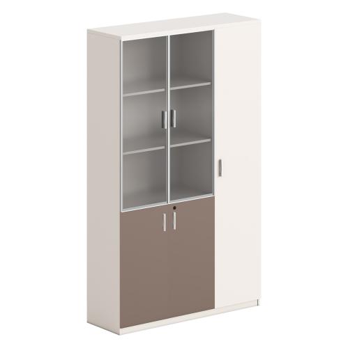 ΒΙΒΛΙΟΘΗΚΗ/ΝΤΟΥΛΑΠΙ NEWLINE HM18280 ΜΕΛΑΜΙΝΗ ΛΕΥΚΗ-ΑΝΟΙΧΤΟ ΚΑΦΕ--ΓΥΑΛΙ 120x40x200Υεκ