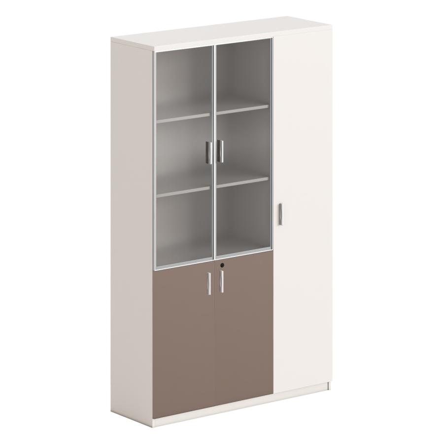 ΒΙΒΛΙΟΘΗΚΗ/ΝΤΟΥΛΑΠΙ NEWLINE HM18280 ΜΕΛΑΜΙΝΗ ΛΕΥΚΗ-ΑΝΟΙΧΤΟ ΚΑΦΕ--ΓΥΑΛΙ 120x40x200Υεκ