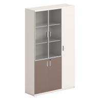 ΒΙΒΛΙΟΘΗΚΗ/ΝΤΟΥΛΑΠΙ NEWLINE HM18280 ΜΕΛΑΜΙΝΗ ΛΕΥΚΗ-ΑΝΟΙΧΤΟ ΚΑΦΕ--ΓΥΑΛΙ 120x40x200Υεκ