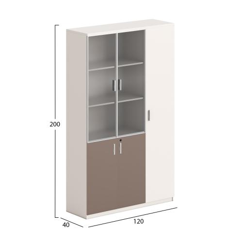 ΒΙΒΛΙΟΘΗΚΗ/ΝΤΟΥΛΑΠΙ NEWLINE HM18280 ΜΕΛΑΜΙΝΗ ΛΕΥΚΗ-ΑΝΟΙΧΤΟ ΚΑΦΕ--ΓΥΑΛΙ 120x40x200Υεκ