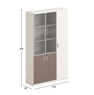 ΒΙΒΛΙΟΘΗΚΗ/ΝΤΟΥΛΑΠΙ NEWLINE HM18280 ΜΕΛΑΜΙΝΗ ΛΕΥΚΗ-ΑΝΟΙΧΤΟ ΚΑΦΕ--ΓΥΑΛΙ 120x40x200Υεκ