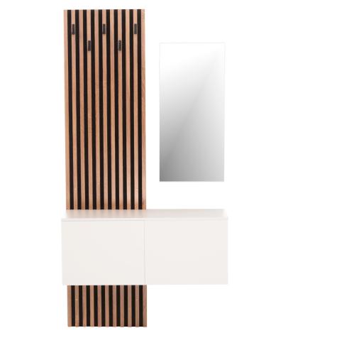 ΕΠΙΠΛΟ ΕΙΣΟΔΟΥ ΜΕ ΚΑΘΡΕΠΤΗ MYLES HM18080.01 ΜΕΛΑΜΙΝΗ ΣΟΝΑΜΑ-ΛΕΥΚΟ 100x37x200Υεκ