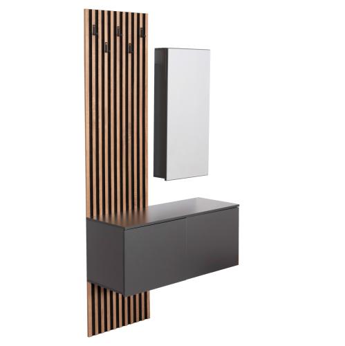 ΕΠΙΠΛΟ ΕΙΣΟΔΟΥ ΜΕ ΚΑΘΡΕΠΤΗ MYLES HM18080.02 ΜΕΛΑΜΙΝΗ ΣΟΝΑΜΑ-ΓΚΡΙ 100x37x200Υεκ