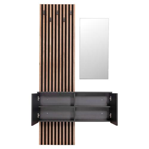 ΕΠΙΠΛΟ ΕΙΣΟΔΟΥ ΜΕ ΚΑΘΡΕΠΤΗ MYLES HM18080.02 ΜΕΛΑΜΙΝΗ ΣΟΝΑΜΑ-ΓΚΡΙ 100x37x200Υεκ