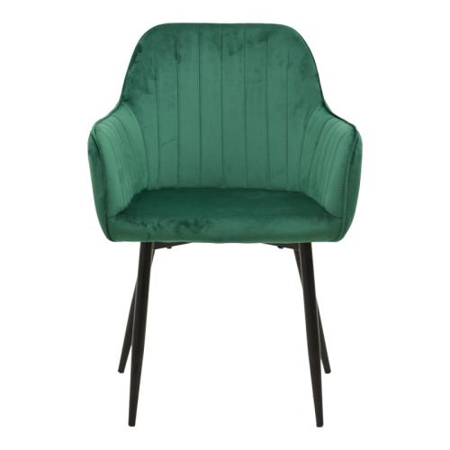 Πολυθρόνα Noor pakoworld κυπαρισσί βελούδο με πόδι μετάλλου σε μαύρη απόχρωση 58x58x86εκ