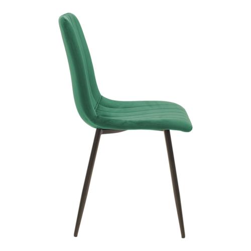 Καρέκλα Noor pakoworld κυπαρισσί βελούδο με πόδι μετάλλου σε μαύρη απόχρωση 44x53x86εκ