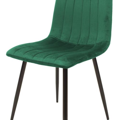 Καρέκλα Noor pakoworld κυπαρισσί βελούδο με πόδι μετάλλου σε μαύρη απόχρωση 44x53x86εκ