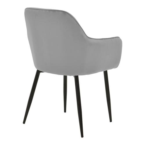 Πολυθρόνα Noor pakoworld γκρι βελούδο με πόδι μετάλλου σε μαύρη απόχρωση 58x58x86εκ