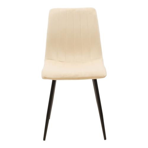 Καρέκλα Noor pakoworld μπεζ βελούδο με πόδι μετάλλου σε μαύρη απόχρωση 44x53x86εκ