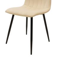 Καρέκλα Noor pakoworld μπεζ βελούδο με πόδι μετάλλου σε μαύρη απόχρωση 44x53x86εκ